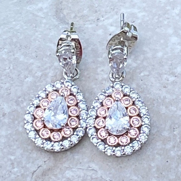 Genuine Crystal gold plated silver drop earrings Kohl’s Chrystina Rose - Picture 2 of 16